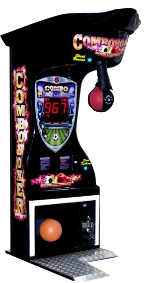 ComboBoxer boksemaskine til køb — Den kompakte multi-arkade: klassisk boks, arm-wrestle og hammerslag. Perfekt hvor pladsen er trang, eller når I vil have variation.